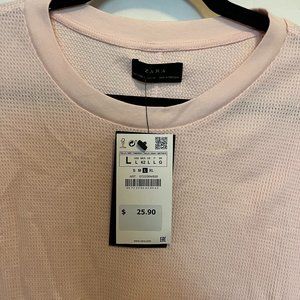 NWT Men's Zara T-Shirt Waffle Texture in Pink